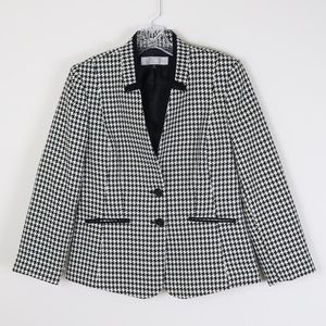 Tahari Herringbone Black White Tailor Blazer 8P